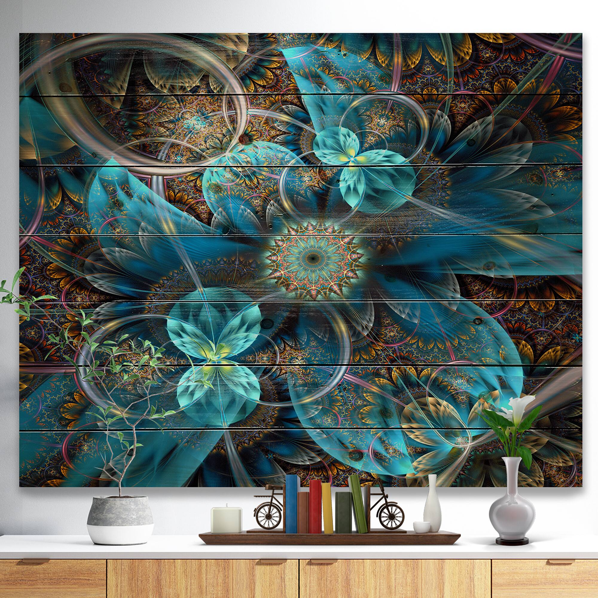 Designart - Fractal Blue Flowers